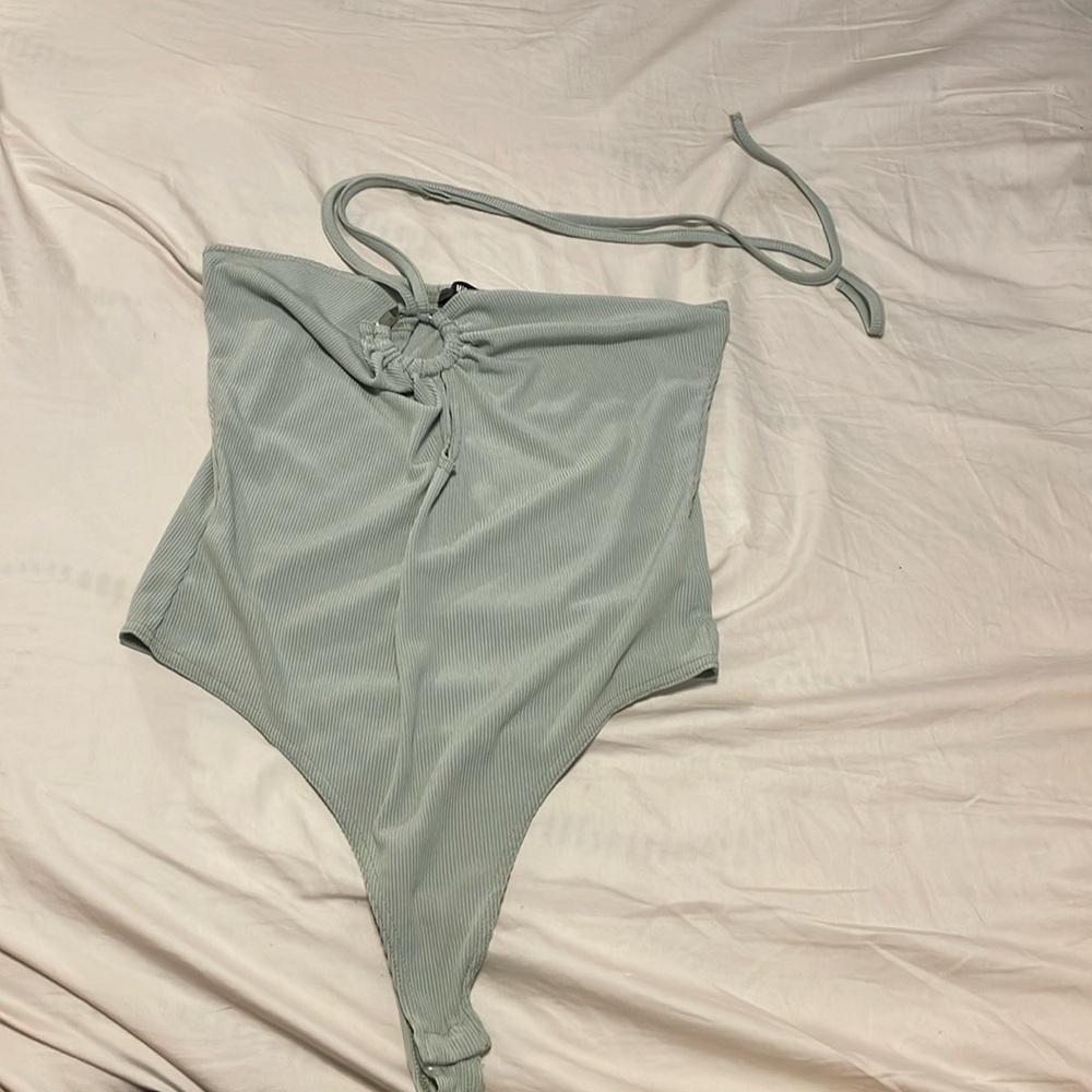 Misguided light green body suit size 12